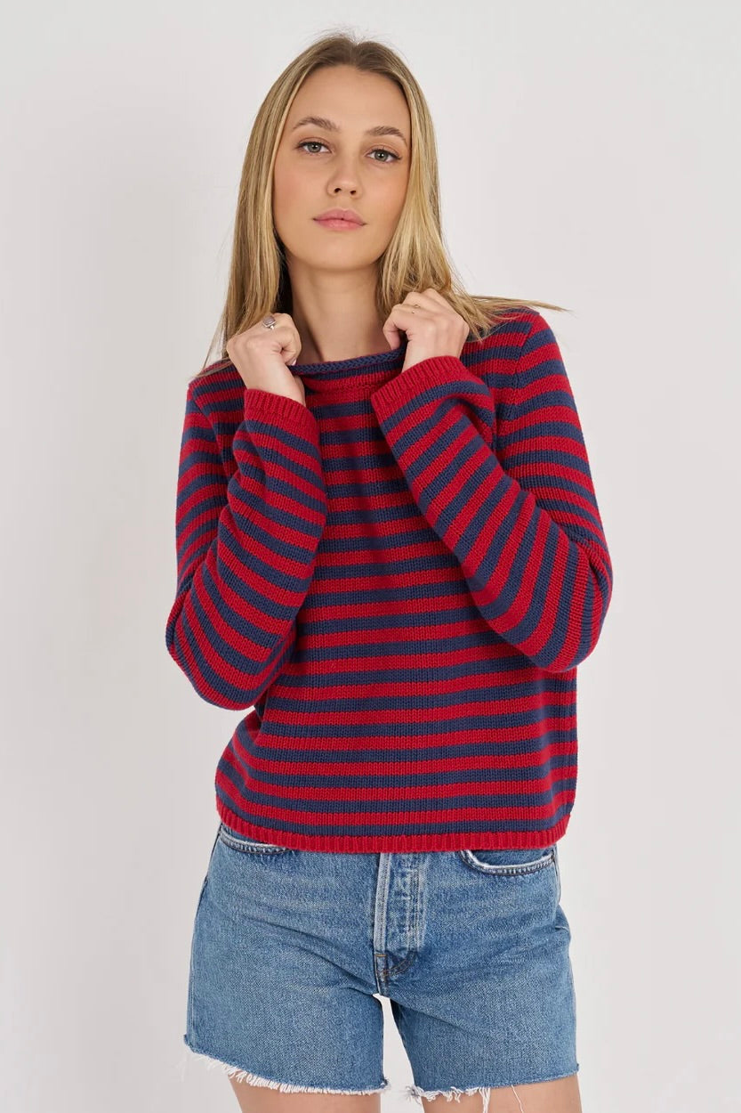 Ana Stripe Rollneck Crew - Red/Navy