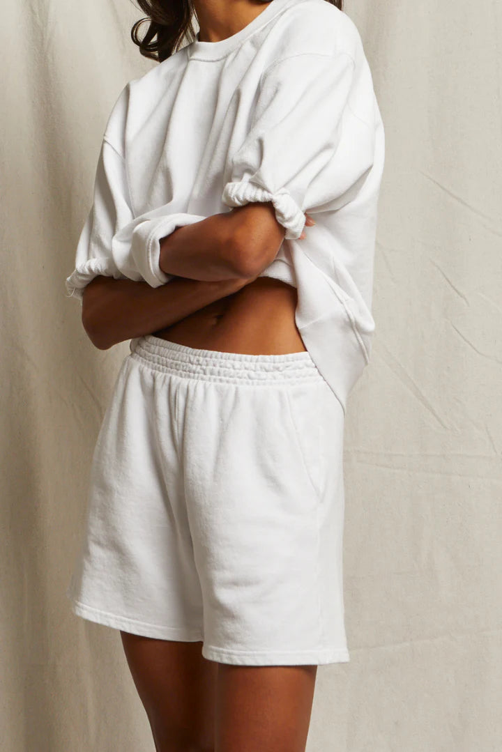 Perfect White Tee - Bari Sweatshort - White