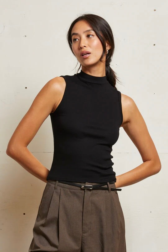 Mel Mock Neck Tank - Black