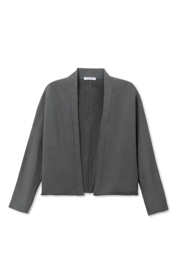 Olivia Fleece Short Cardigan - Charcoal