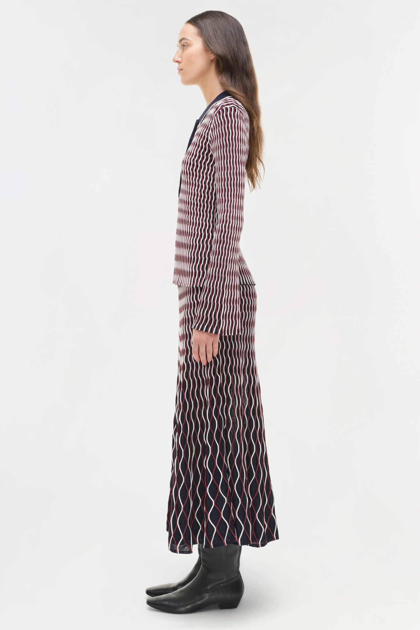 SIMKHAI - Colleen Knit Polo Top - Cranberry Multi
