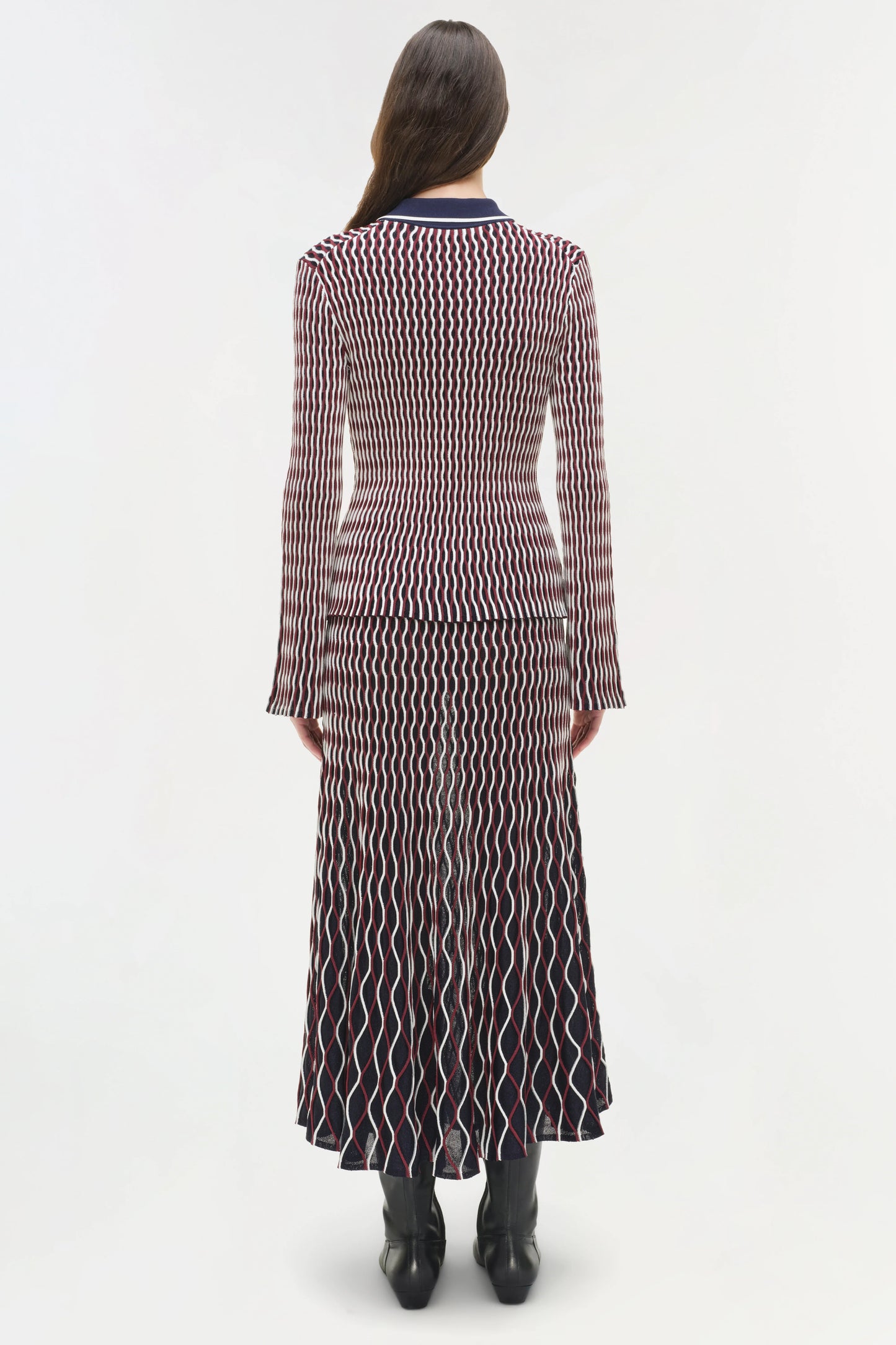 SIMKHAI - Colleen Knit Polo Top - Cranberry Multi