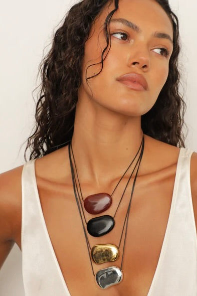 Julia Necklace - Silver/Black