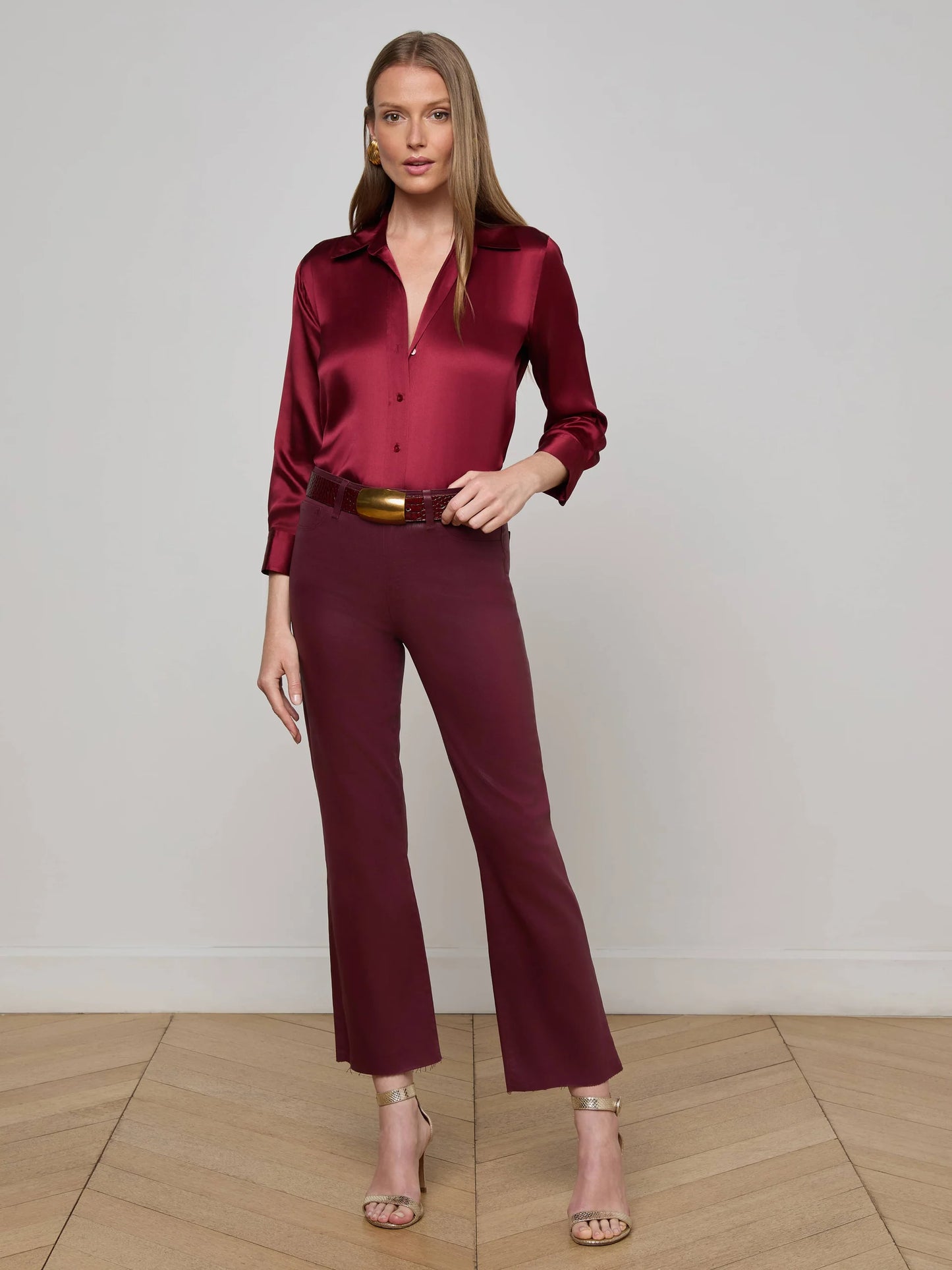 Kendra Coated Cropped Flare Jean