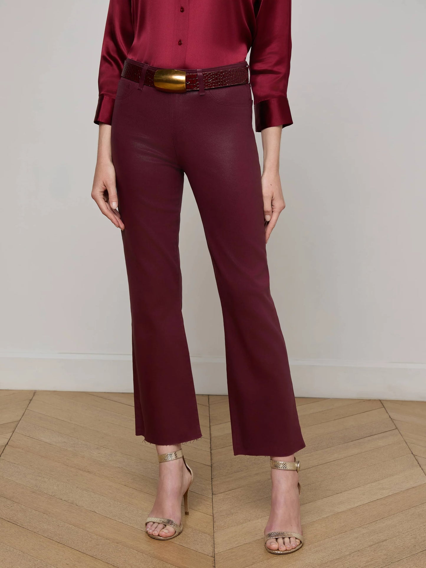 Kendra Coated Cropped Flare Jean
