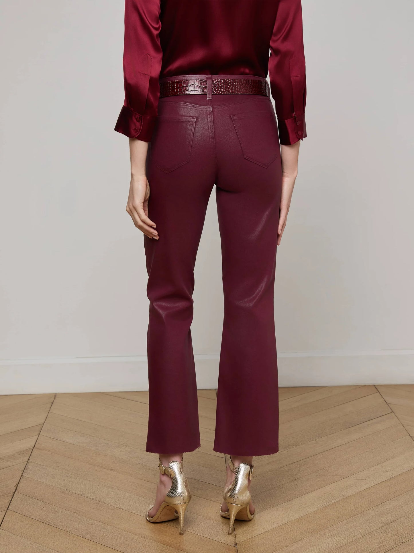 Kendra Coated Cropped Flare Jean