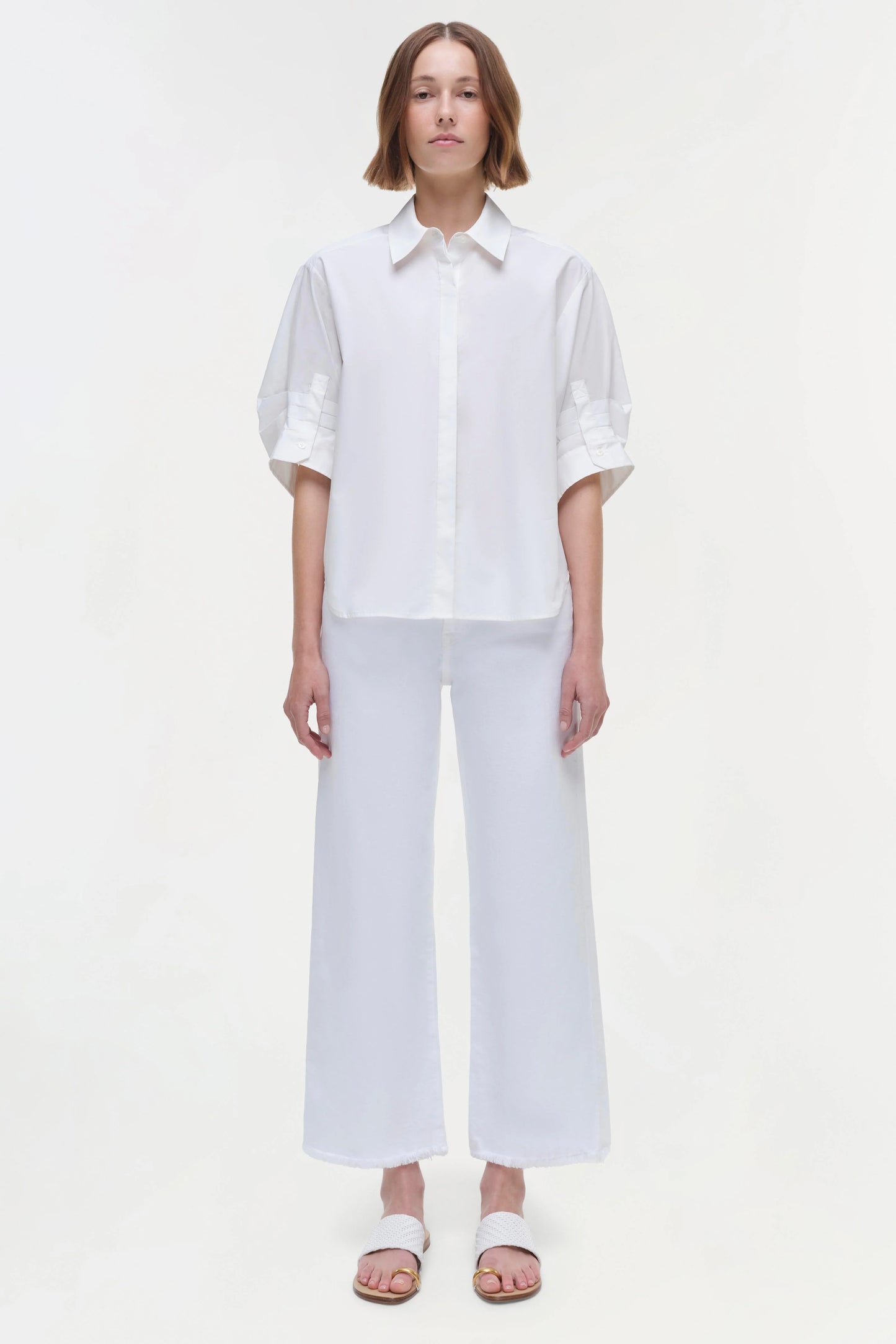 SIMKHAI - Gemma Three Quarter Sleeve Shirt - White