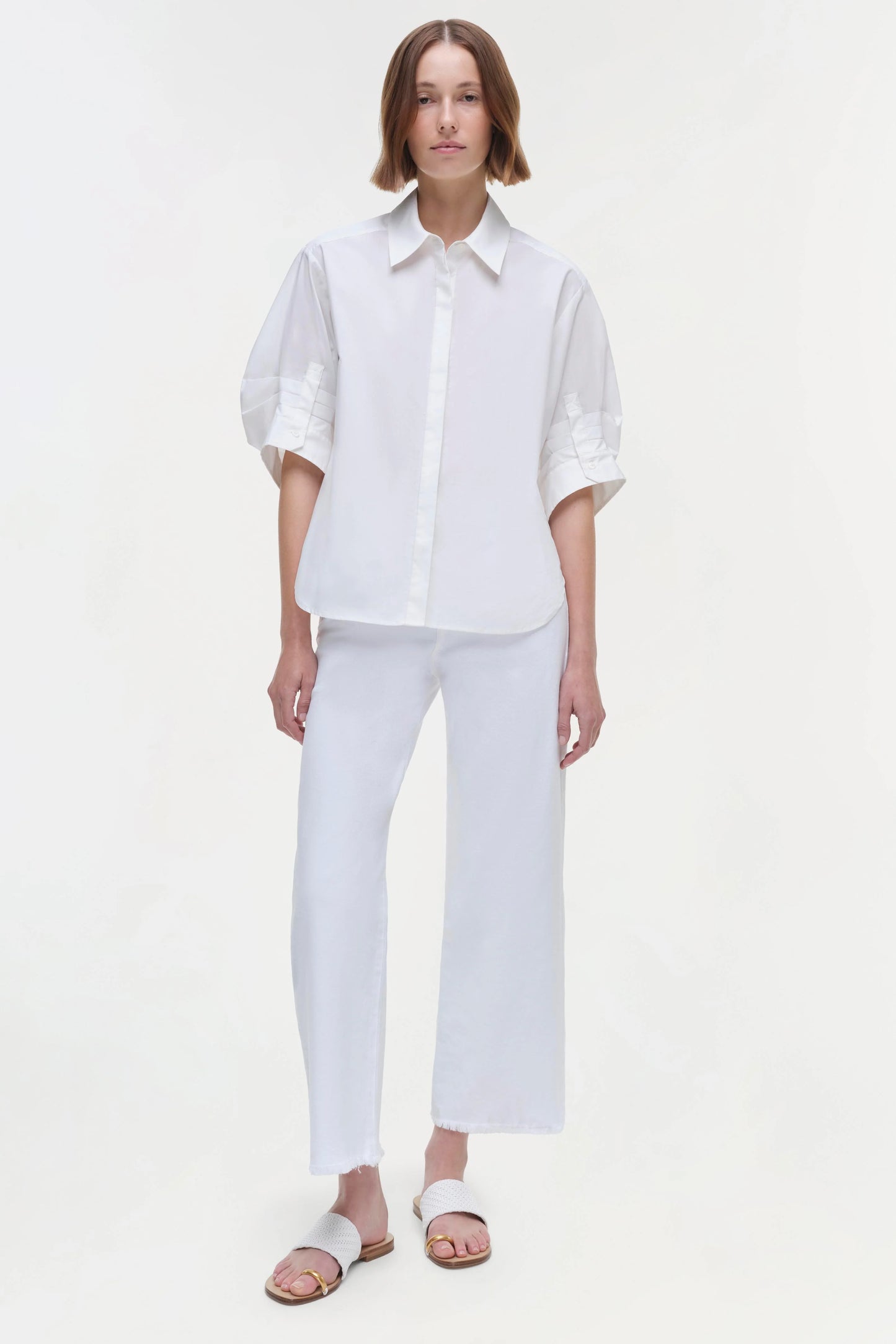 SIMKHAI - Gemma Three Quarter Sleeve Shirt - White