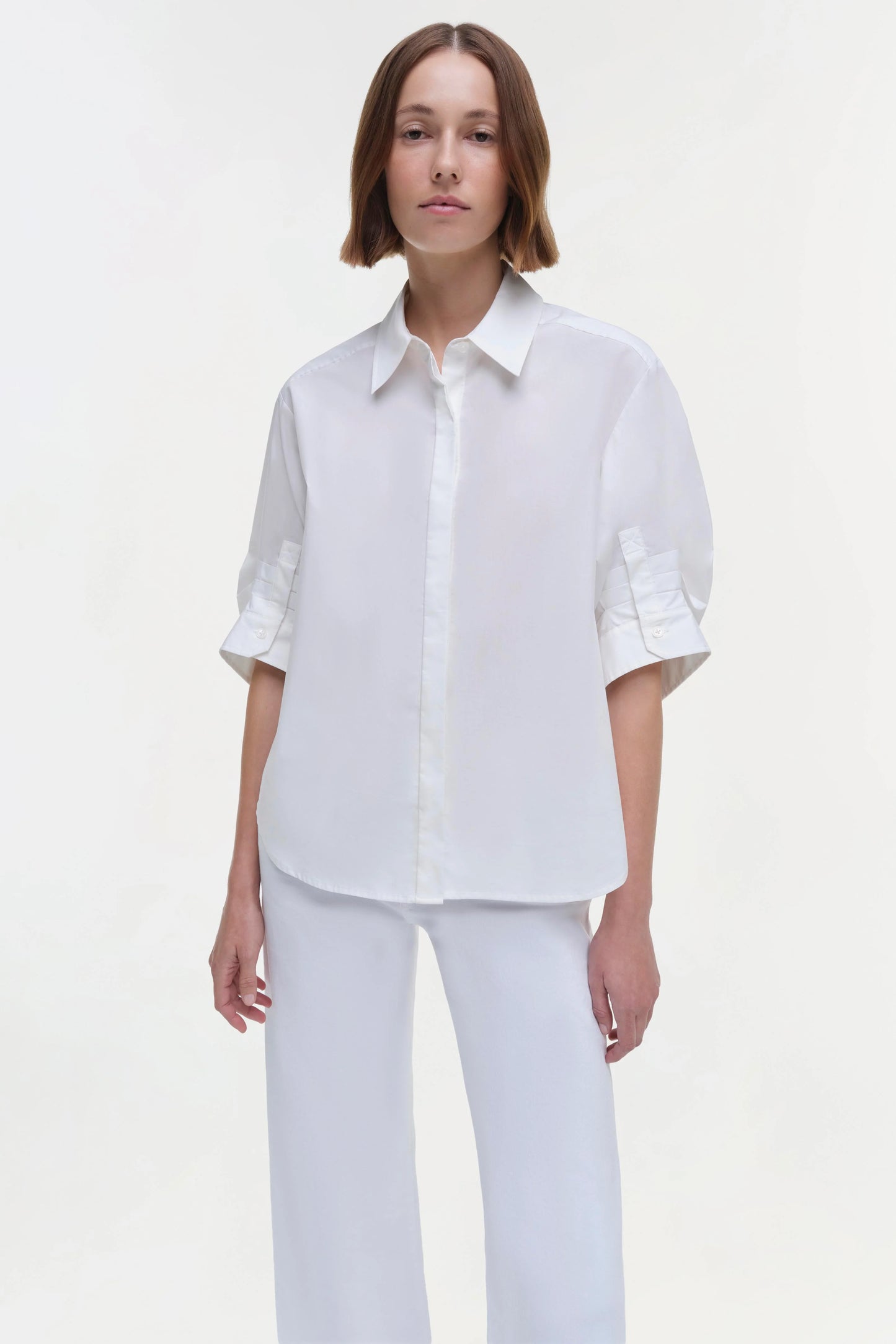 SIMKHAI - Gemma Three Quarter Sleeve Shirt - White