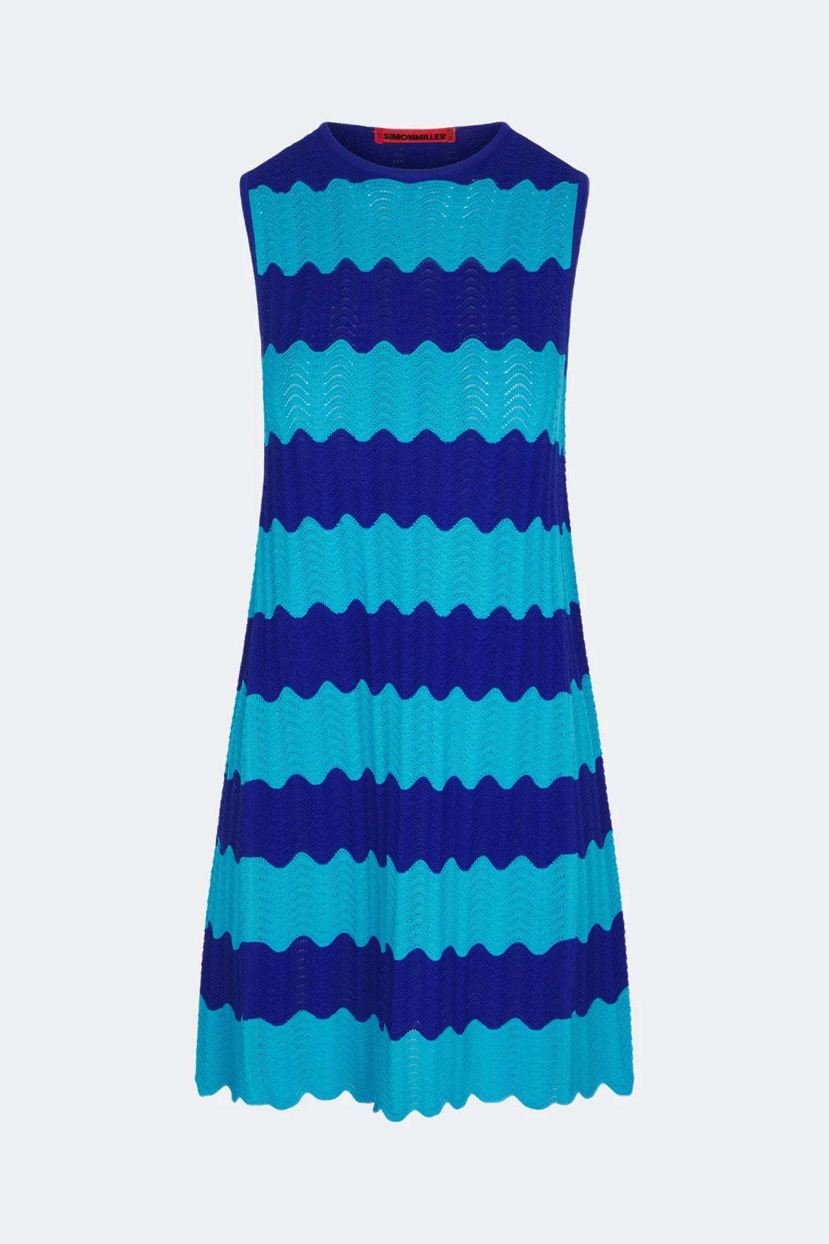 SIMONMILLER - Moji Knit Mini Dress - Blue Tonal Wave Stripe