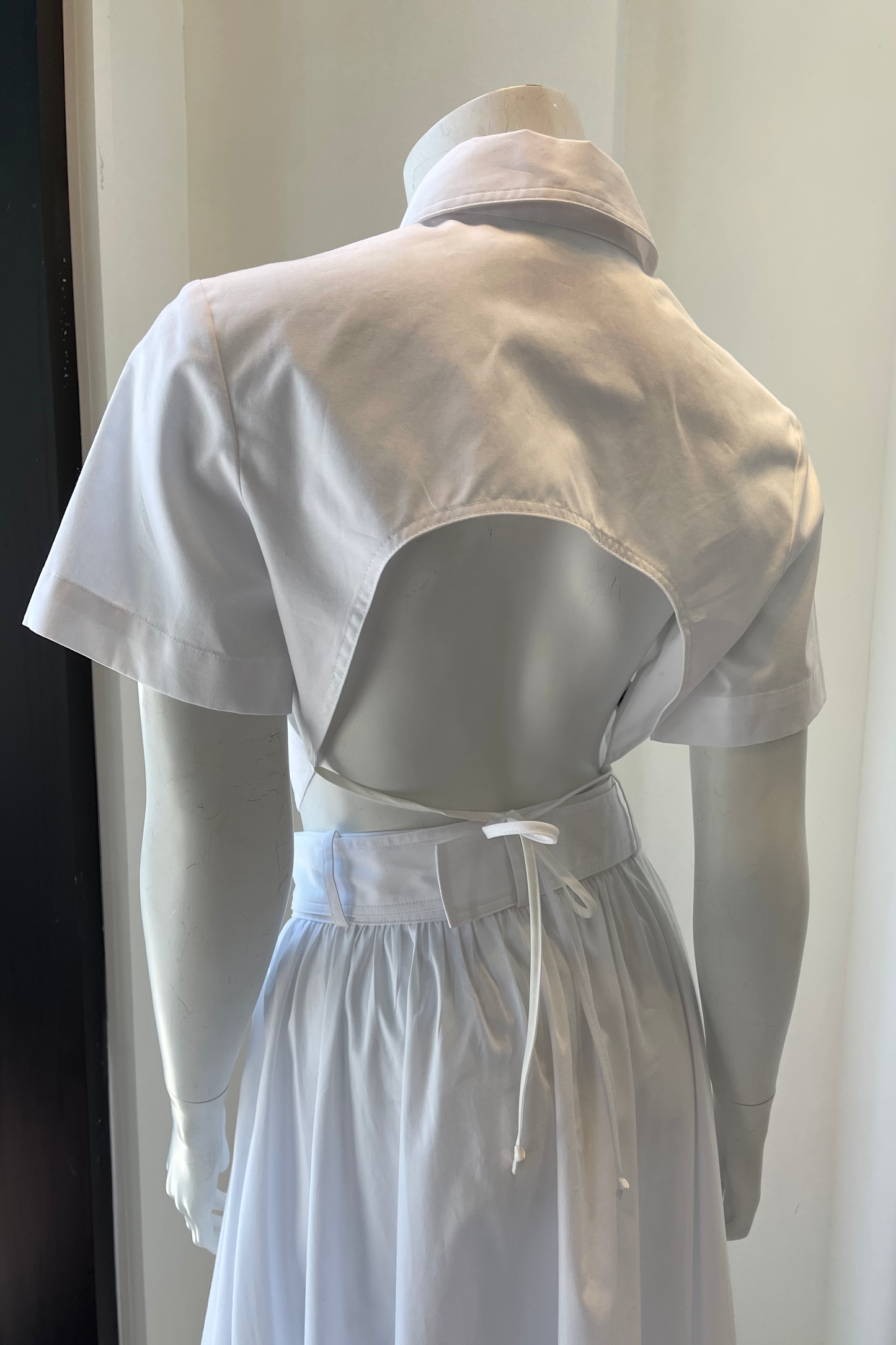 Cropped Tie Back Button Up