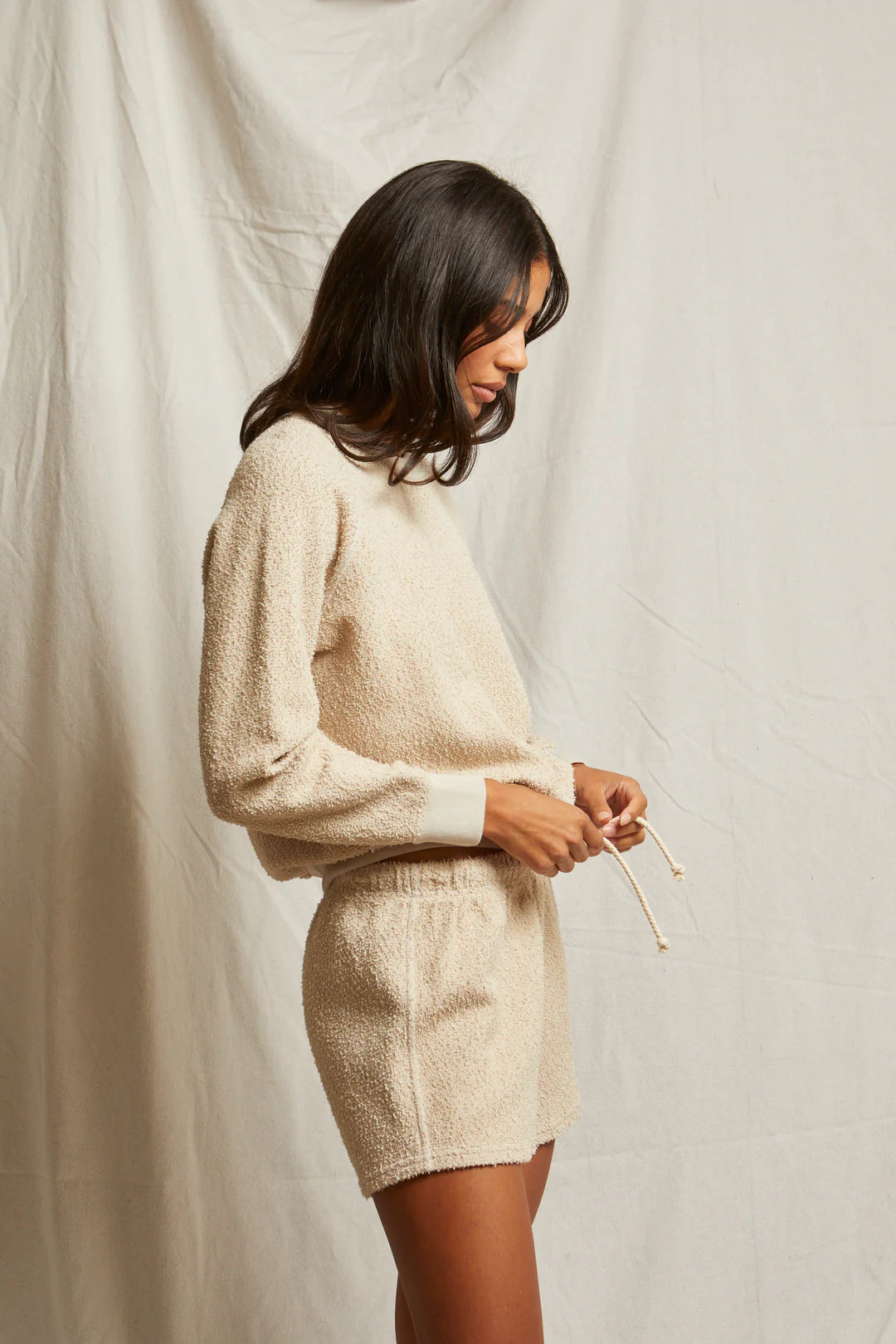 Perfect White Tee - Dani Boucle Short - Putty