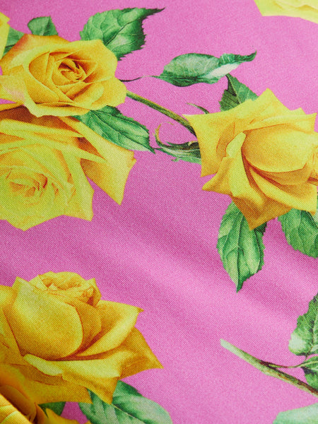 L’AGENCE - Ressi Fitted Tee - Shocking Pink/Yellow Roses