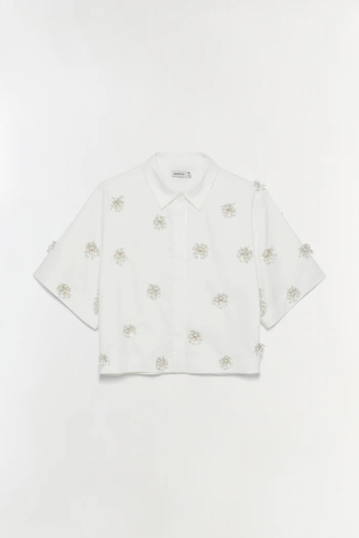 SIMKHAI - Cosmo Embellished Camp Shirt - White