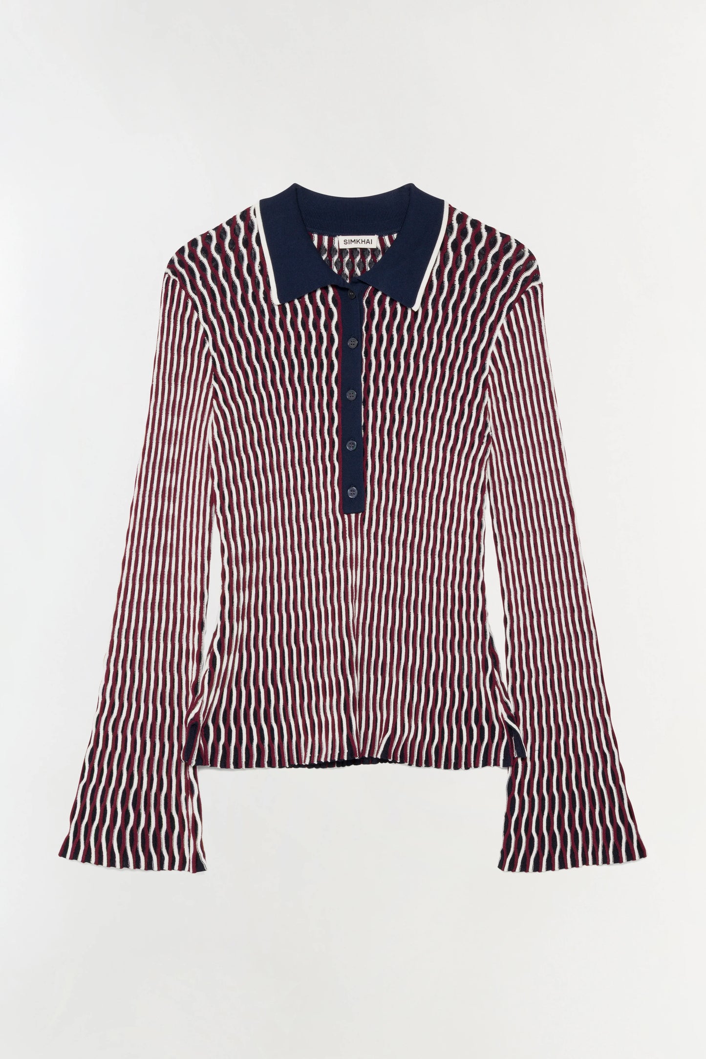 SIMKHAI - Colleen Knit Polo Top - Cranberry Multi