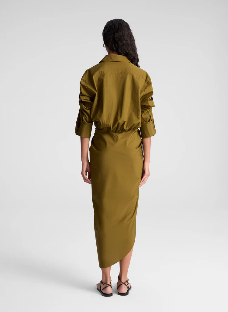 ALC - Rhodes Draped Cotton Midi Skirt - Hazel