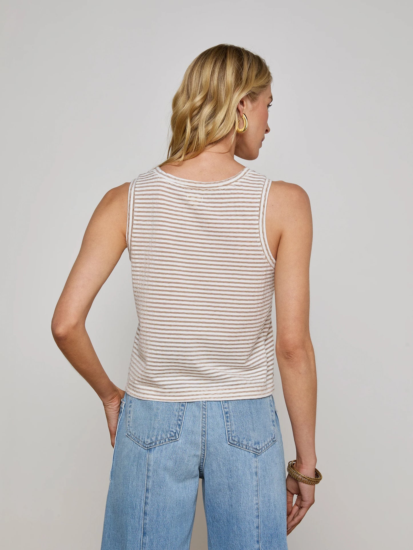 L'AGENCE - Mikaela Cotton Tank - White/Rye Stripe