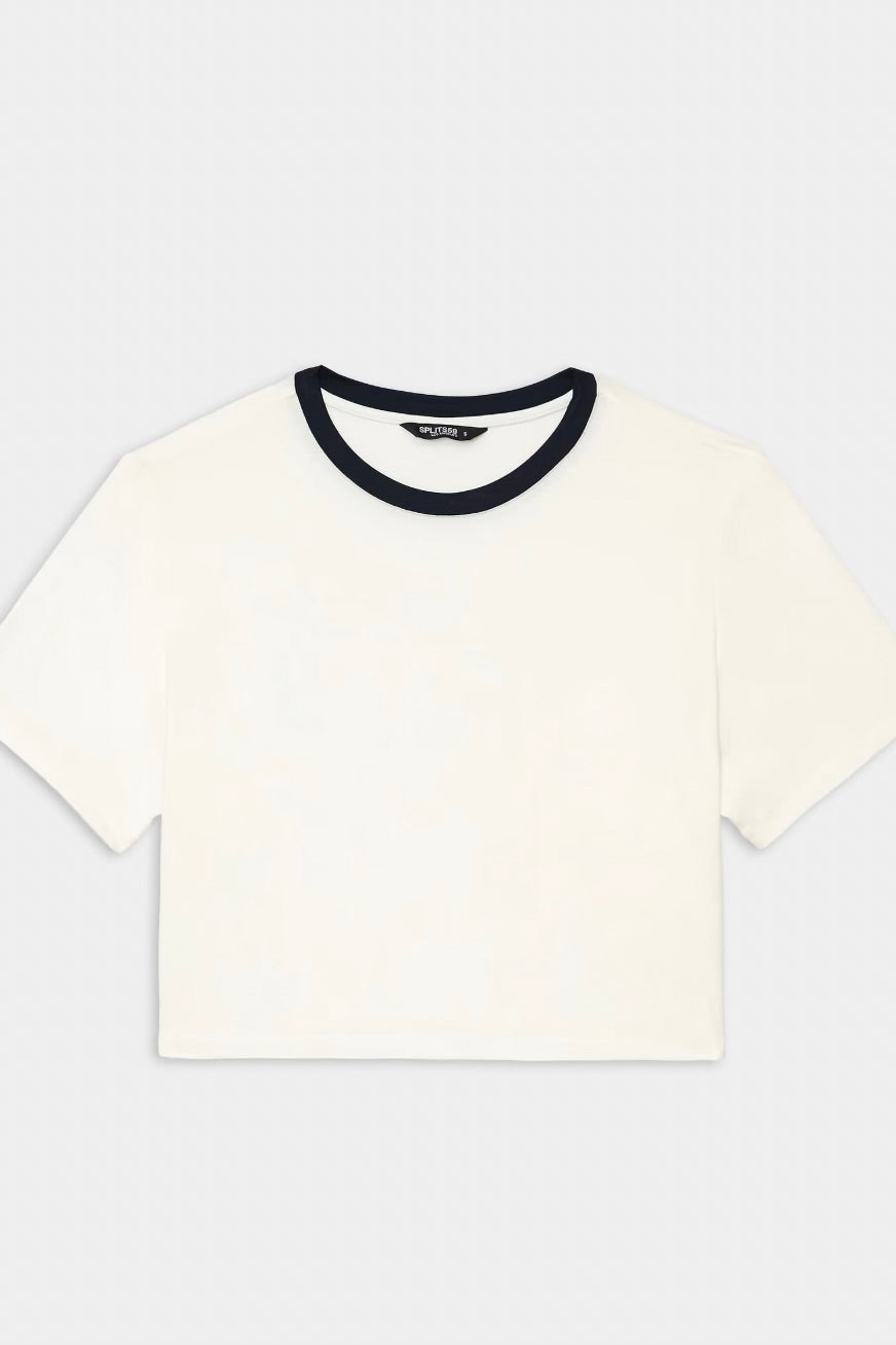 Djuna Crop Ringer - White/Indigo