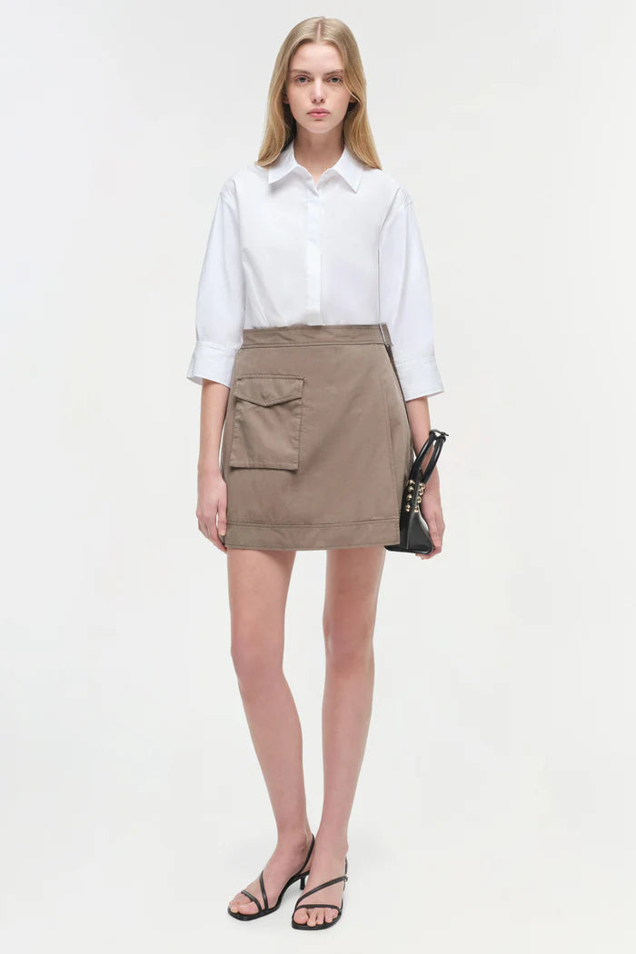 SIMKHAI - Fraser Mini Shirt Dress - Faded Olive Multi