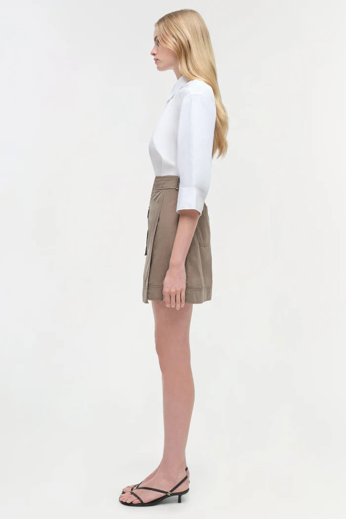 SIMKHAI - Fraser Mini Shirt Dress - Faded Olive Multi