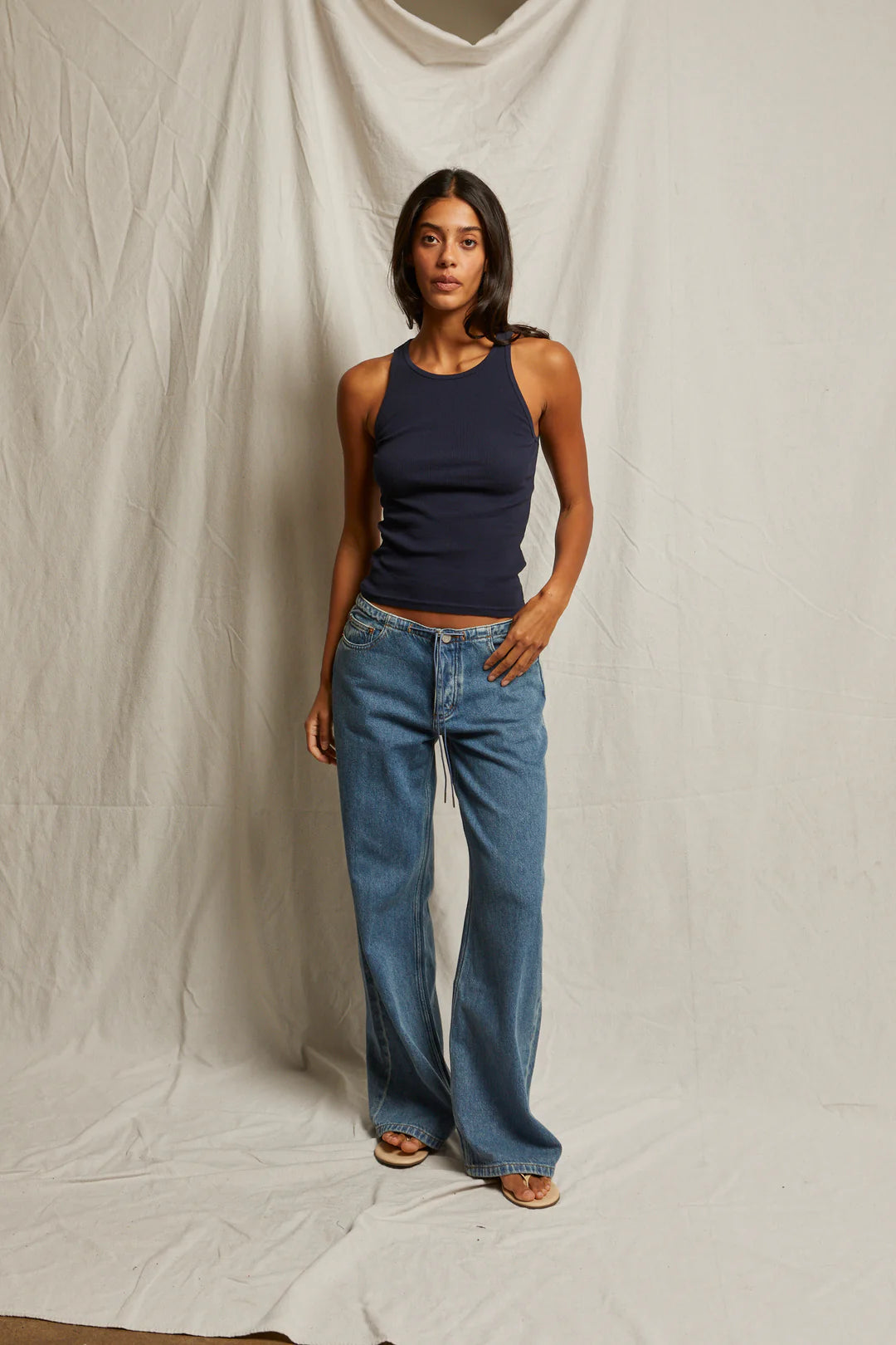 Perfect White Tee - Kravitz Tank - White & Navy