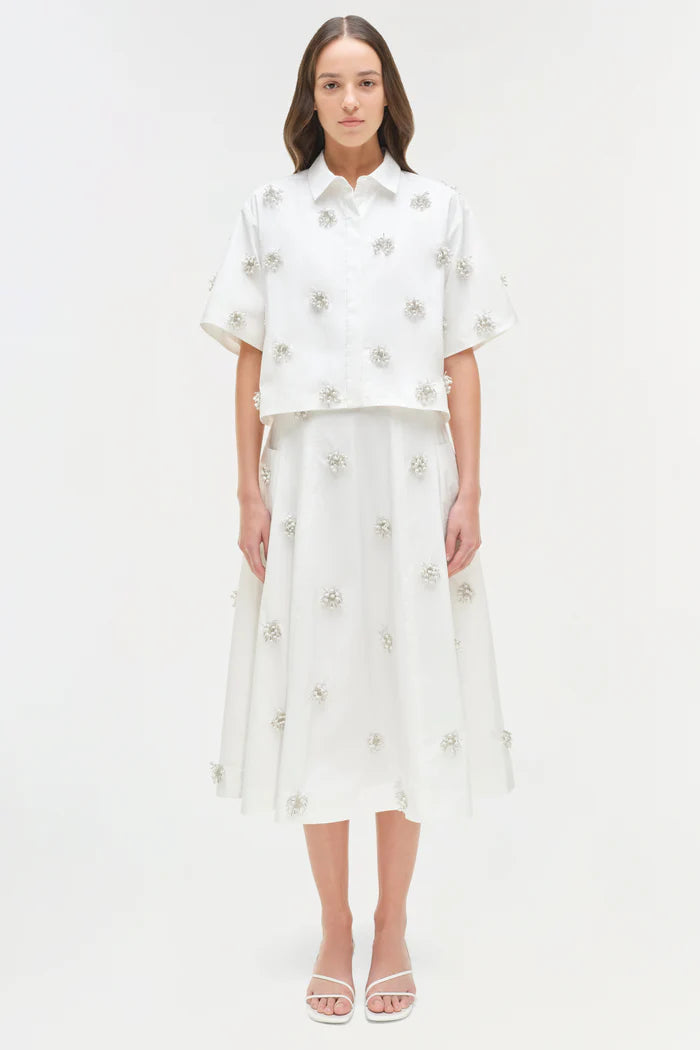 SIMKHAI - Cosmo Embellished Camp Shirt - White
