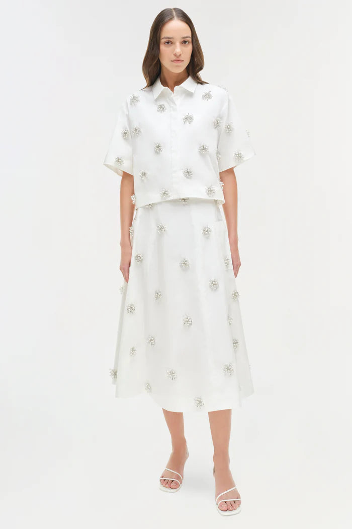 SIMKHAI - Cosmo Embellished Camp Shirt - White