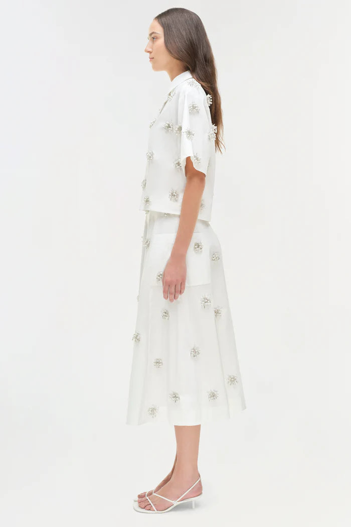 SIMKHAI - Cosmo Embellished Camp Shirt - White