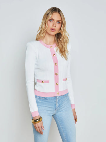 L'AGENCE - Leon Cardigan - White/Cotton Candy