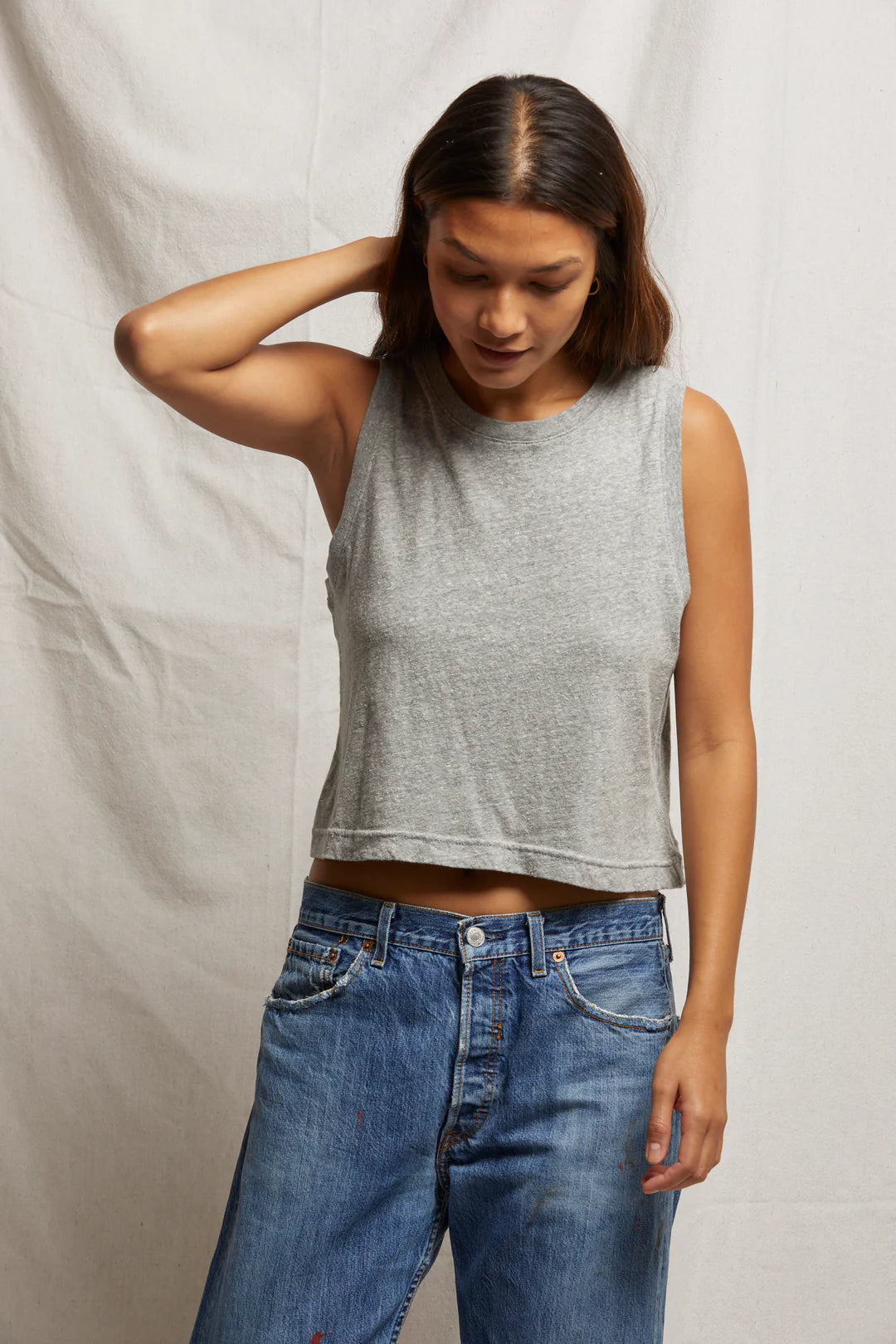 Perfect White Tee - Gracie Tank - Heather Gray