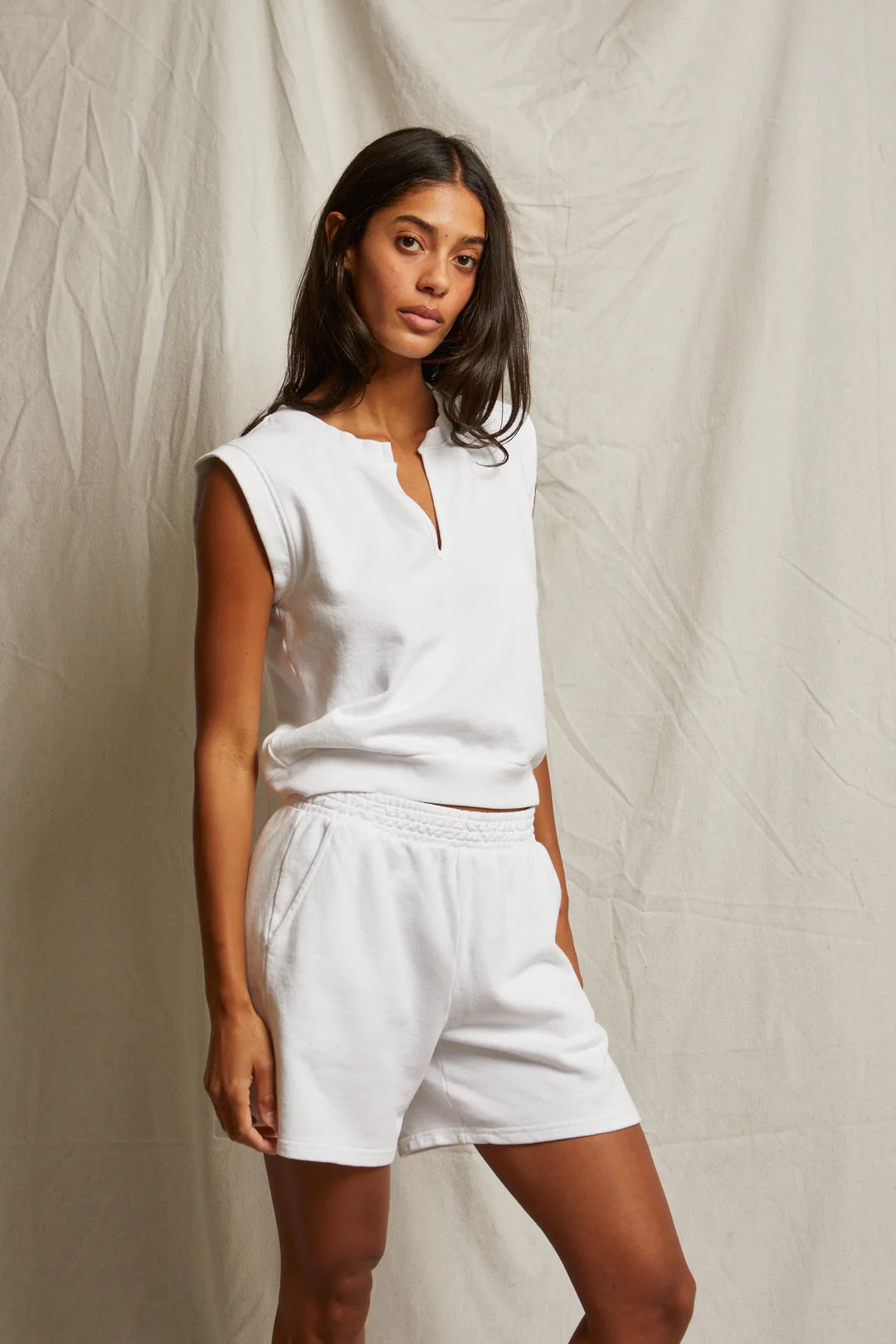 Perfect White Tee - Bari Sweatshort - White