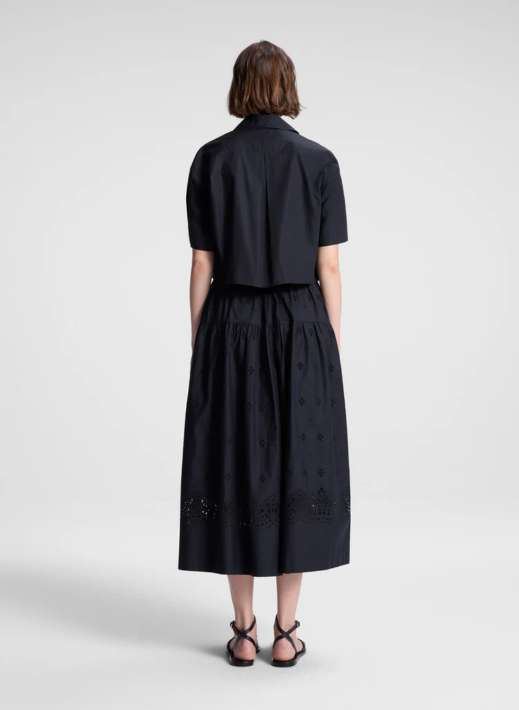A.L.C. - Jade Embroidered Cotton Top - Black