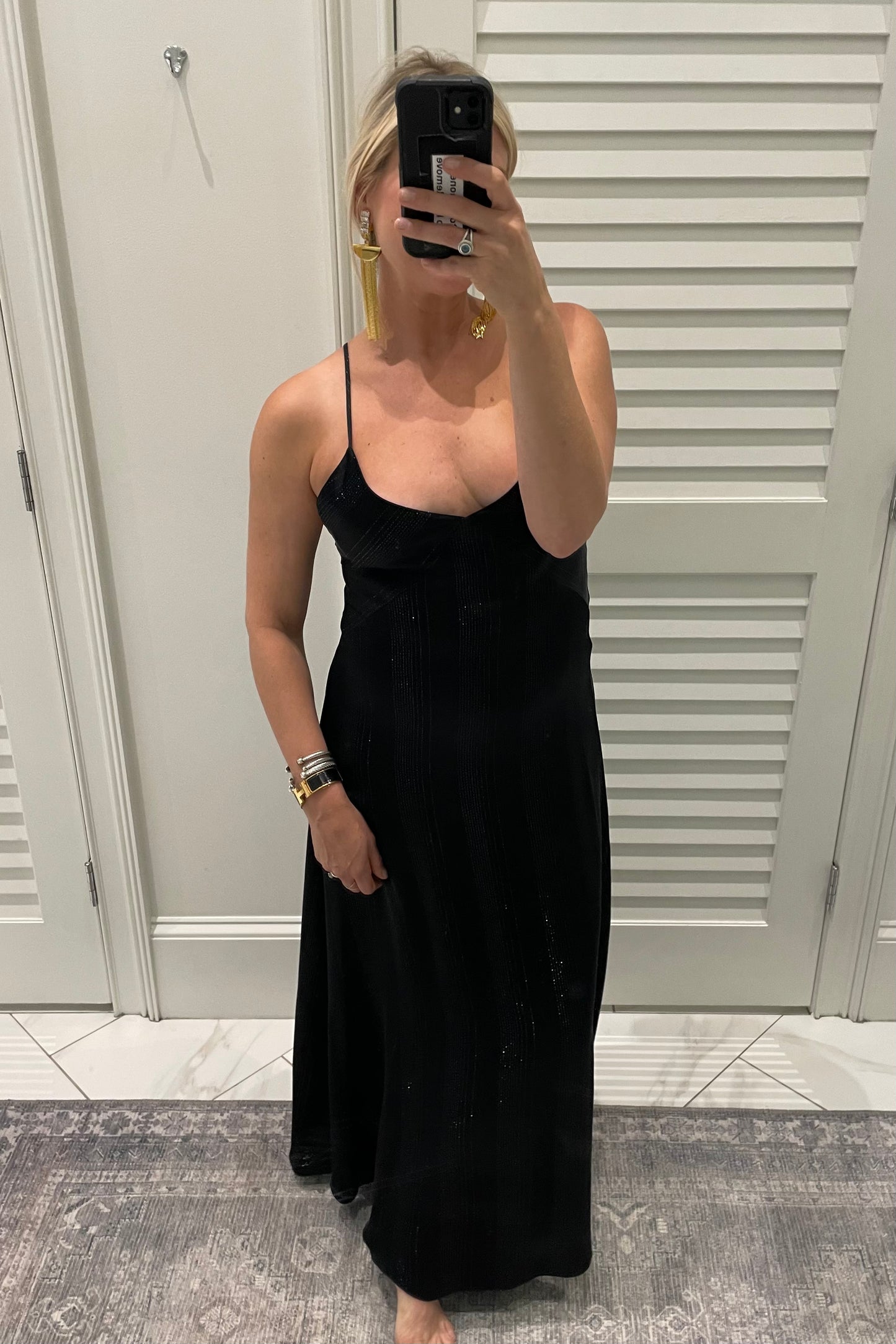 Silver Pinstripe Satin Slipdress