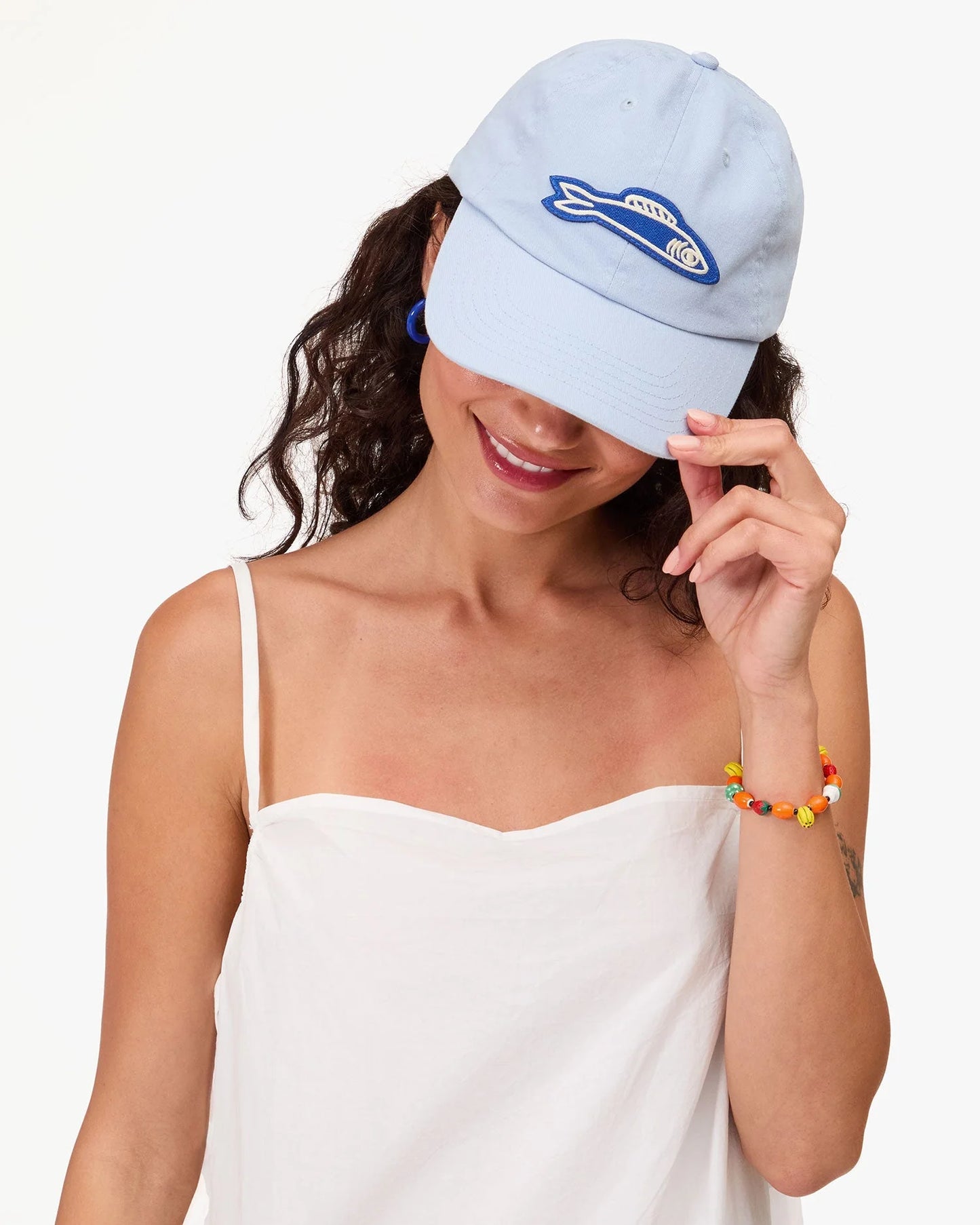 Clare V. - Baseball Hat - Baby Blue w/ Cobalt Sardine Patch