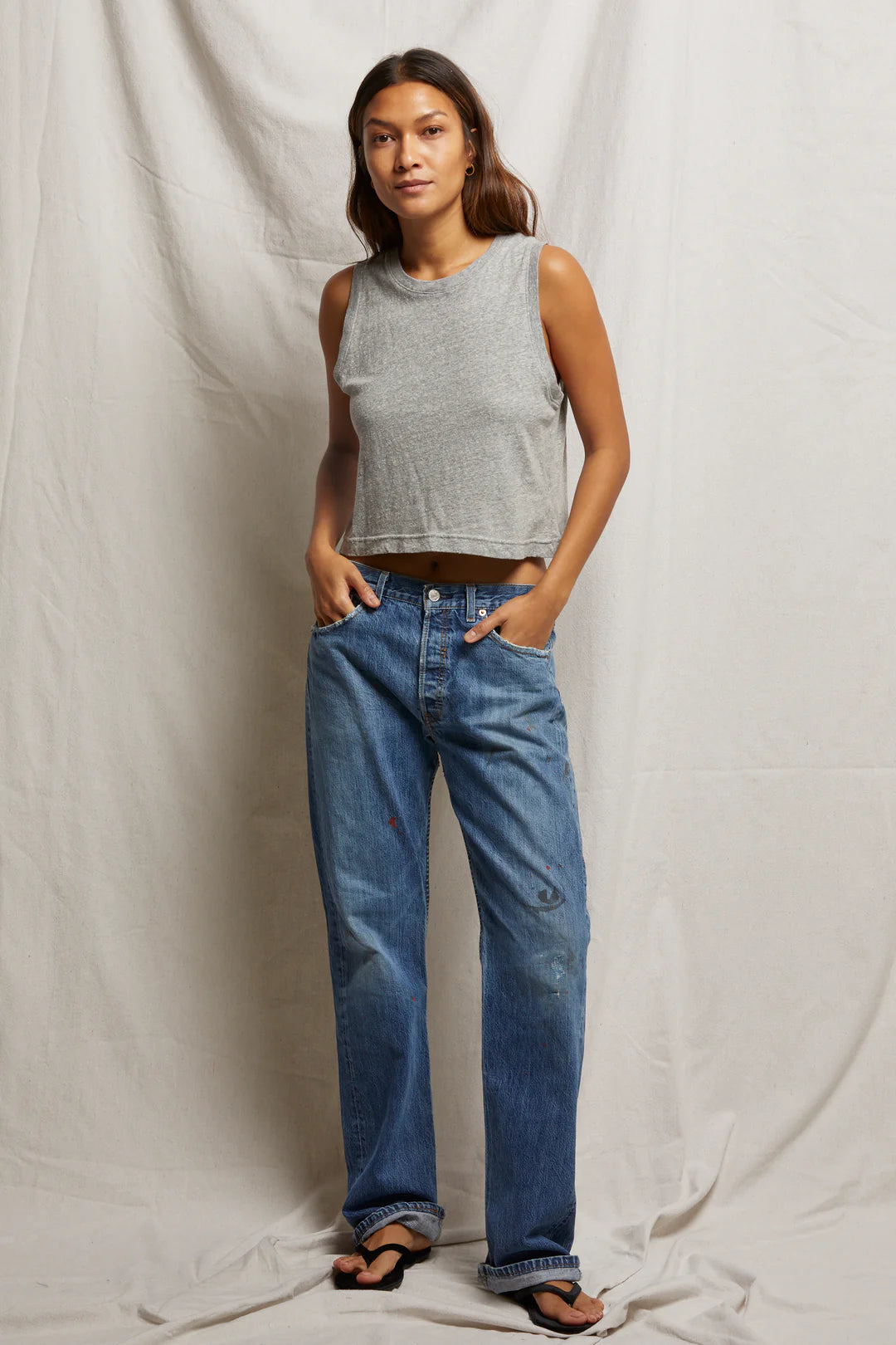 Perfect White Tee - Gracie Tank - Heather Gray
