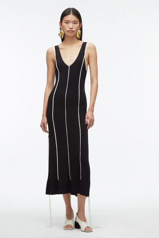 3.1 Phillip Lim - V-Neck Tank Dress with Piping - Midnight/Ivory