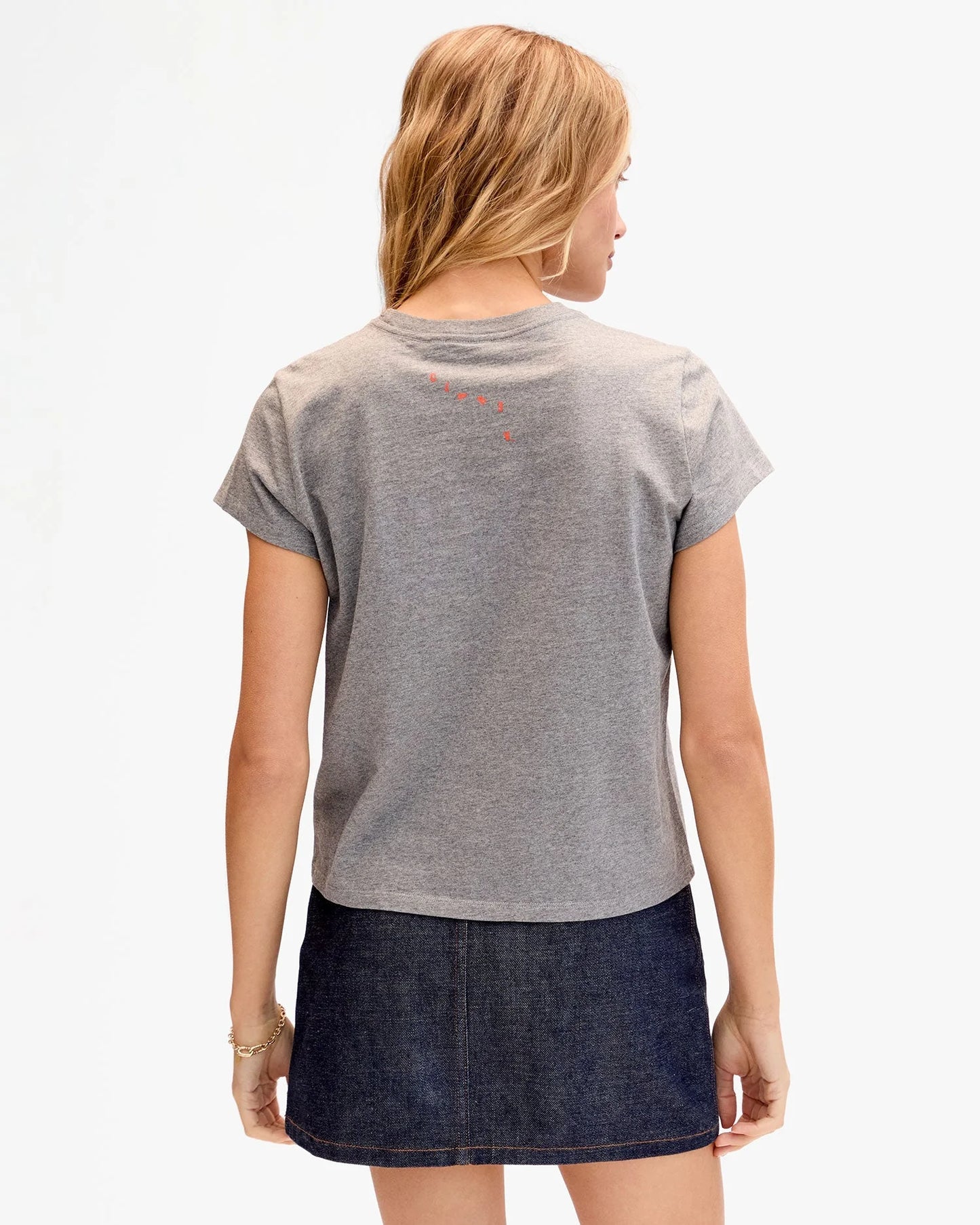 Clare V. - Classic Tee - Grey Melange w/ Safety Orange Block Ciao