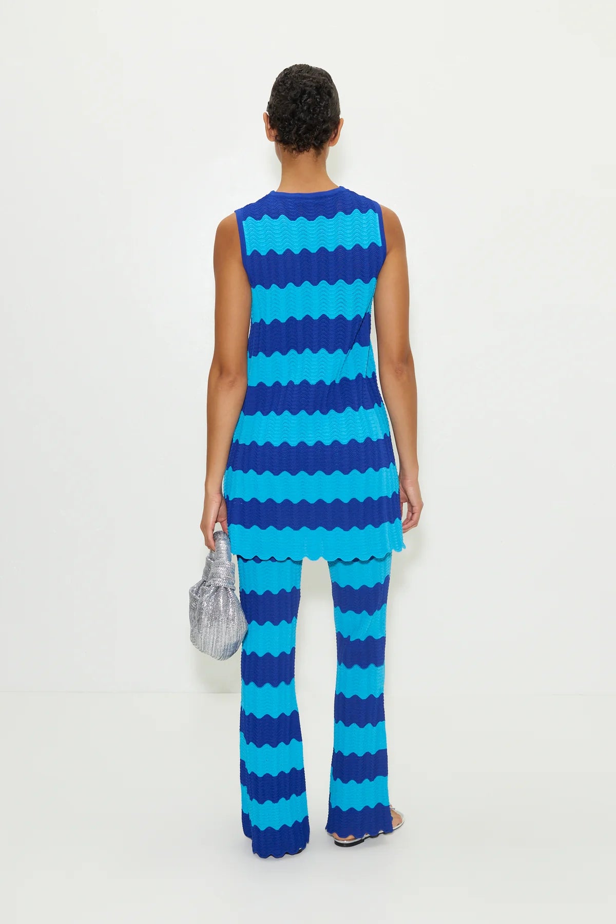 SIMONMILLER - Moji Knit Mini Dress - Blue Tonal Wave Stripe