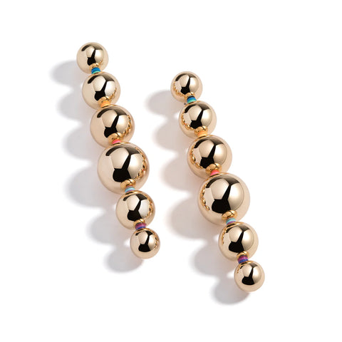 Elsie Frieda - Graduate Linear Ball Earrings - Gold