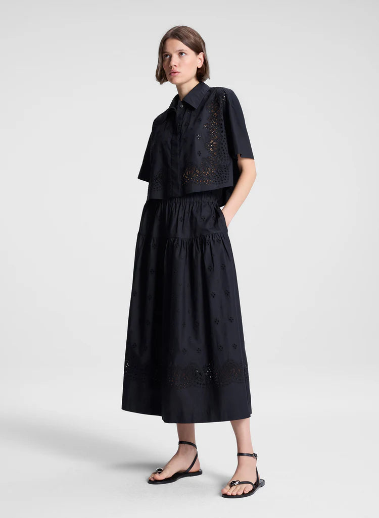 A.L.C. - Jade Embroidered Cotton Top - Black