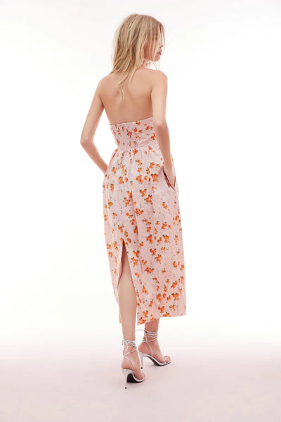 LoveShackFancy - Luxie Floral Midi Dress - Persian Orange