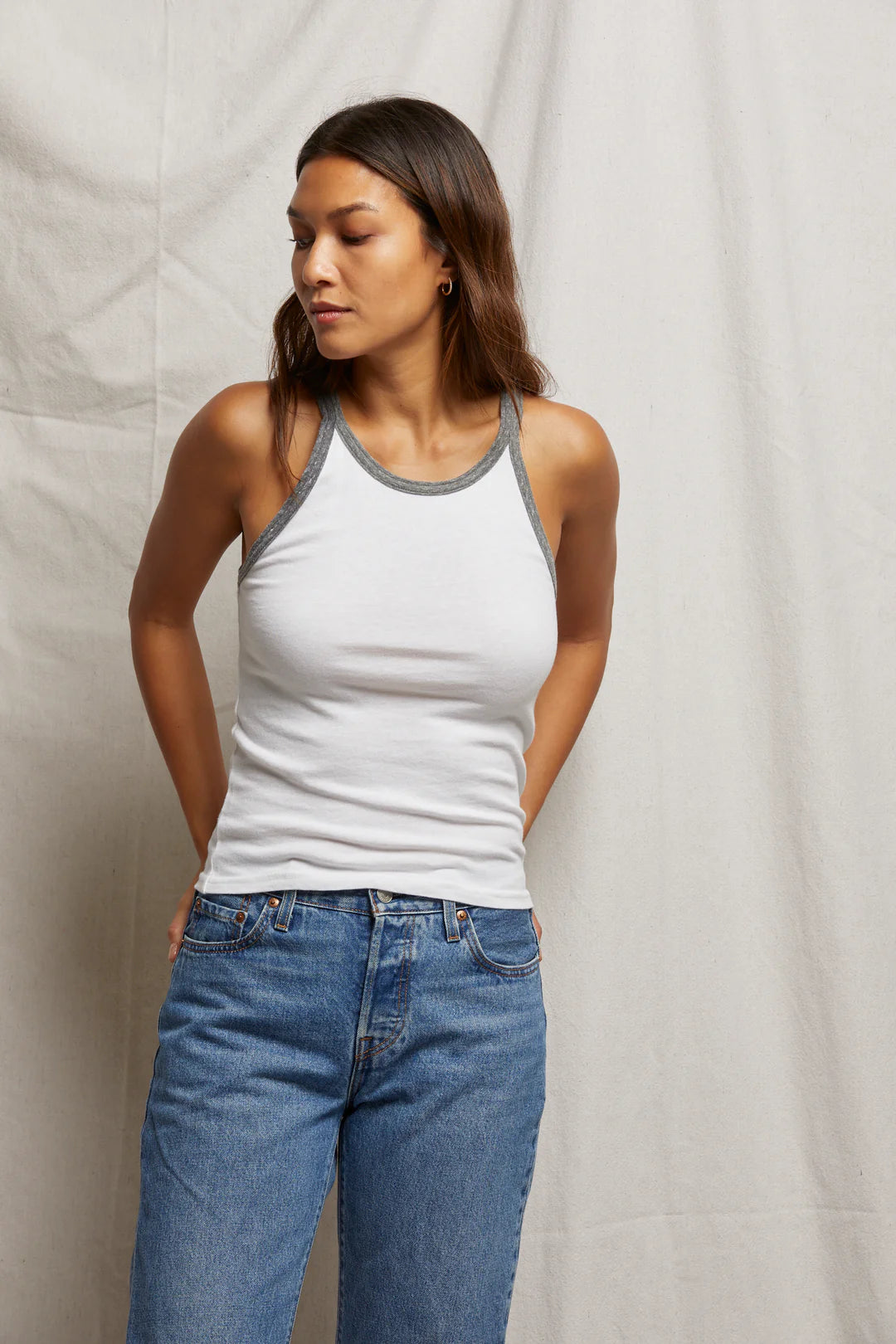 Perfect White Tee - Shae Tank - White/Heather Grey