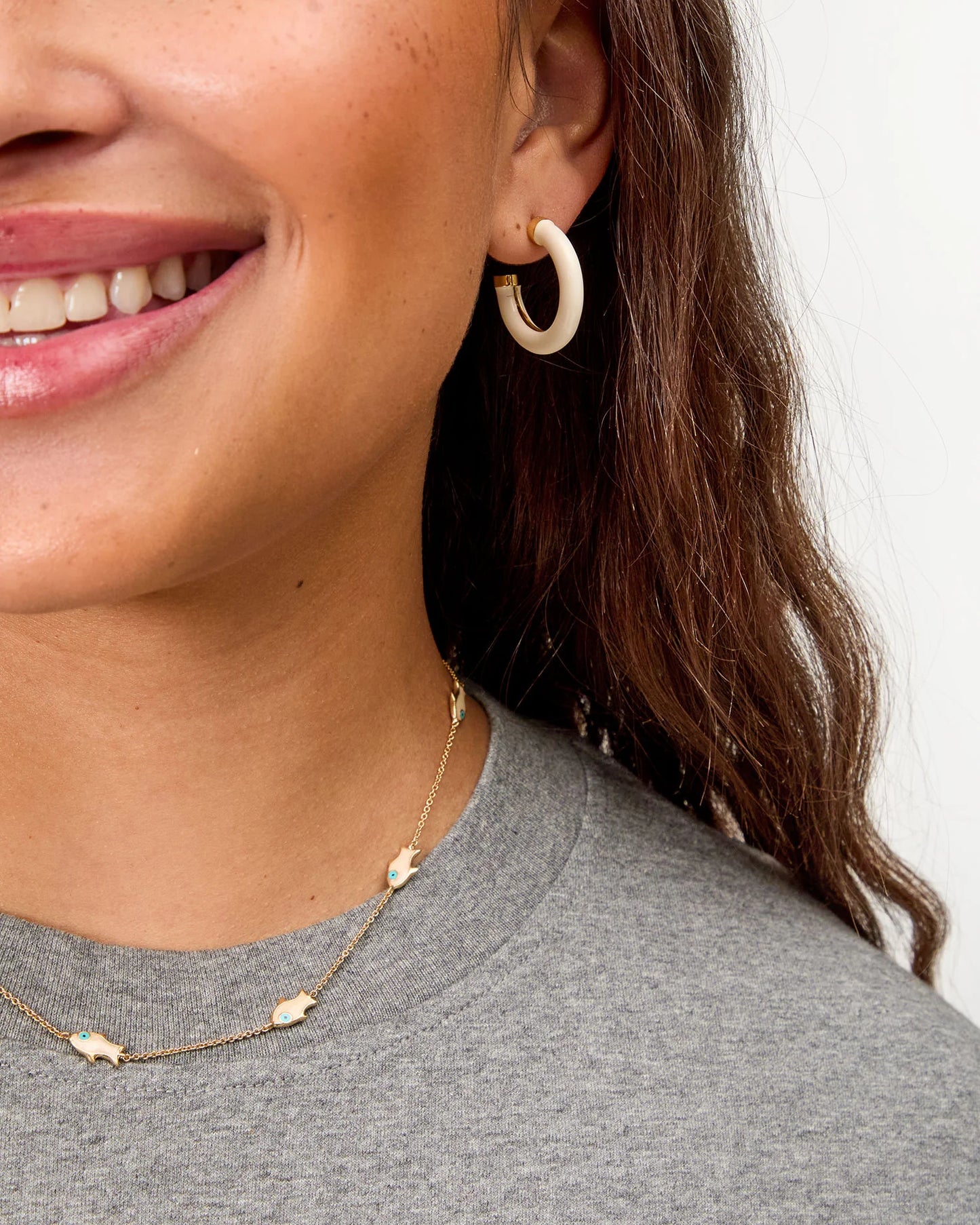 Clare V. - Le Tube Hoop Earrings - Cream