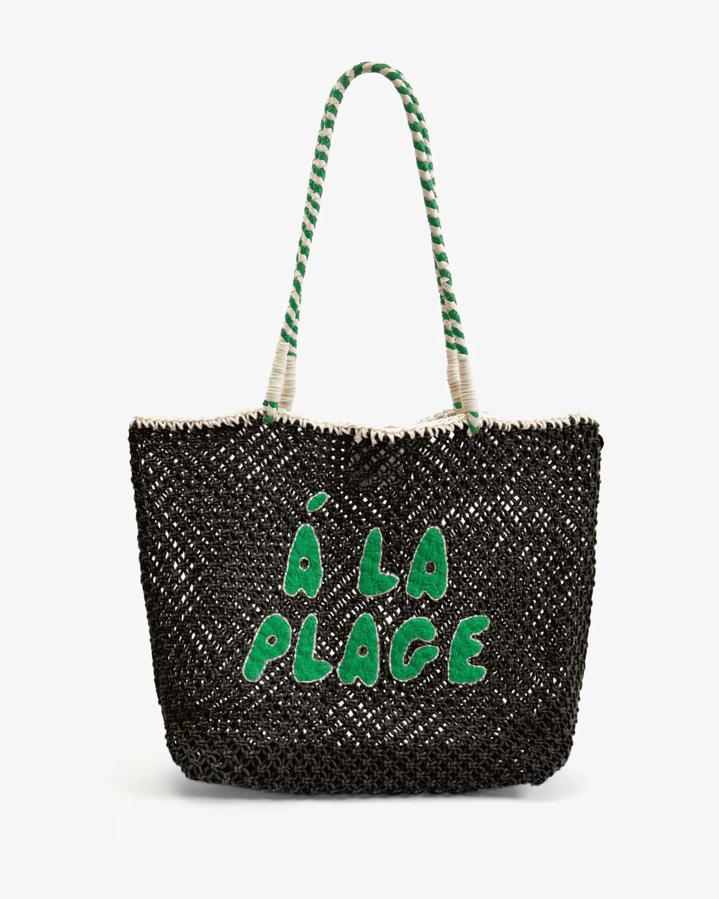 Clare V. - L'Été Tote - Black w/ Green Apple Á La Plage