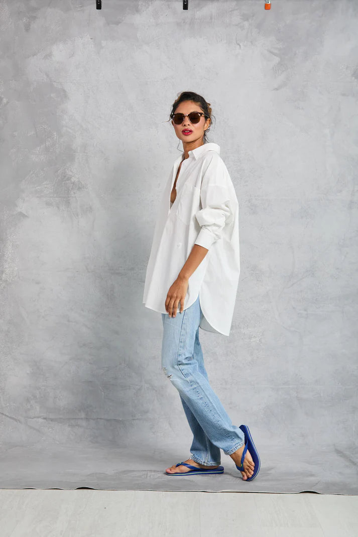 MAMÈNE - Diana Wrap Shirt in Poplin - White