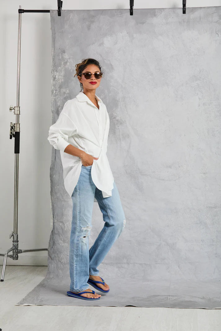 MAMÈNE - Diana Wrap Shirt in Poplin - White