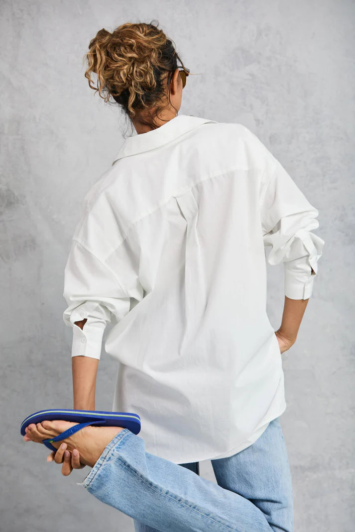MAMÈNE - Diana Wrap Shirt in Poplin - White