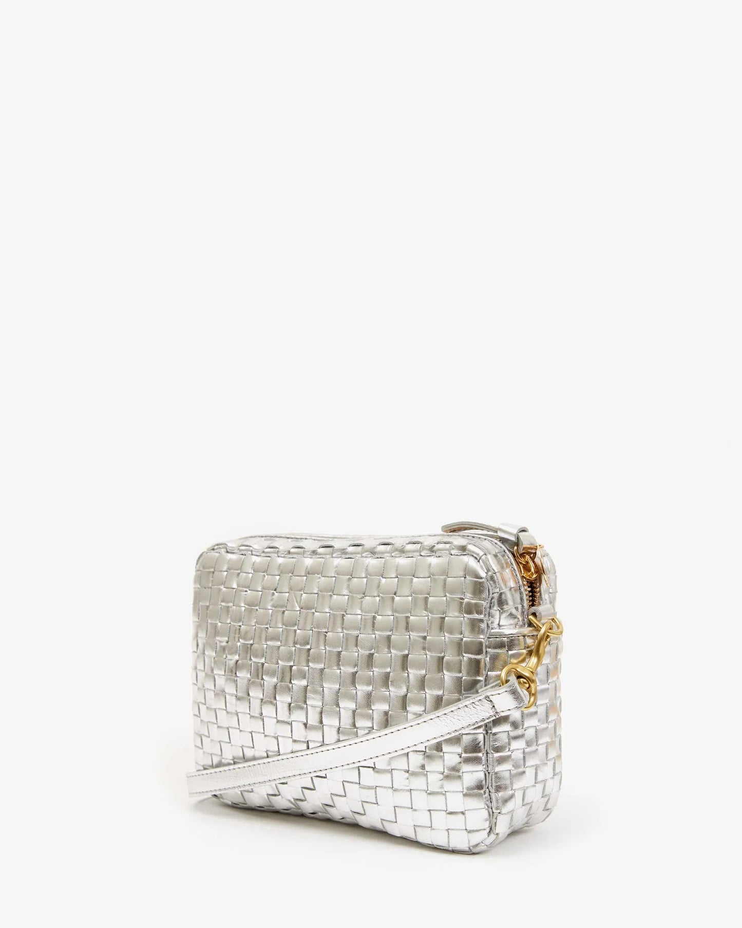 Clare V. - Midi Sac - Silver Specchio Woven Checker