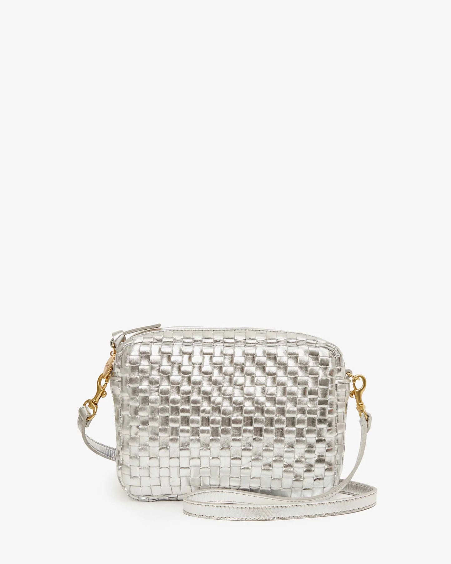 Clare V. - Midi Sac - Silver Specchio Woven Checker