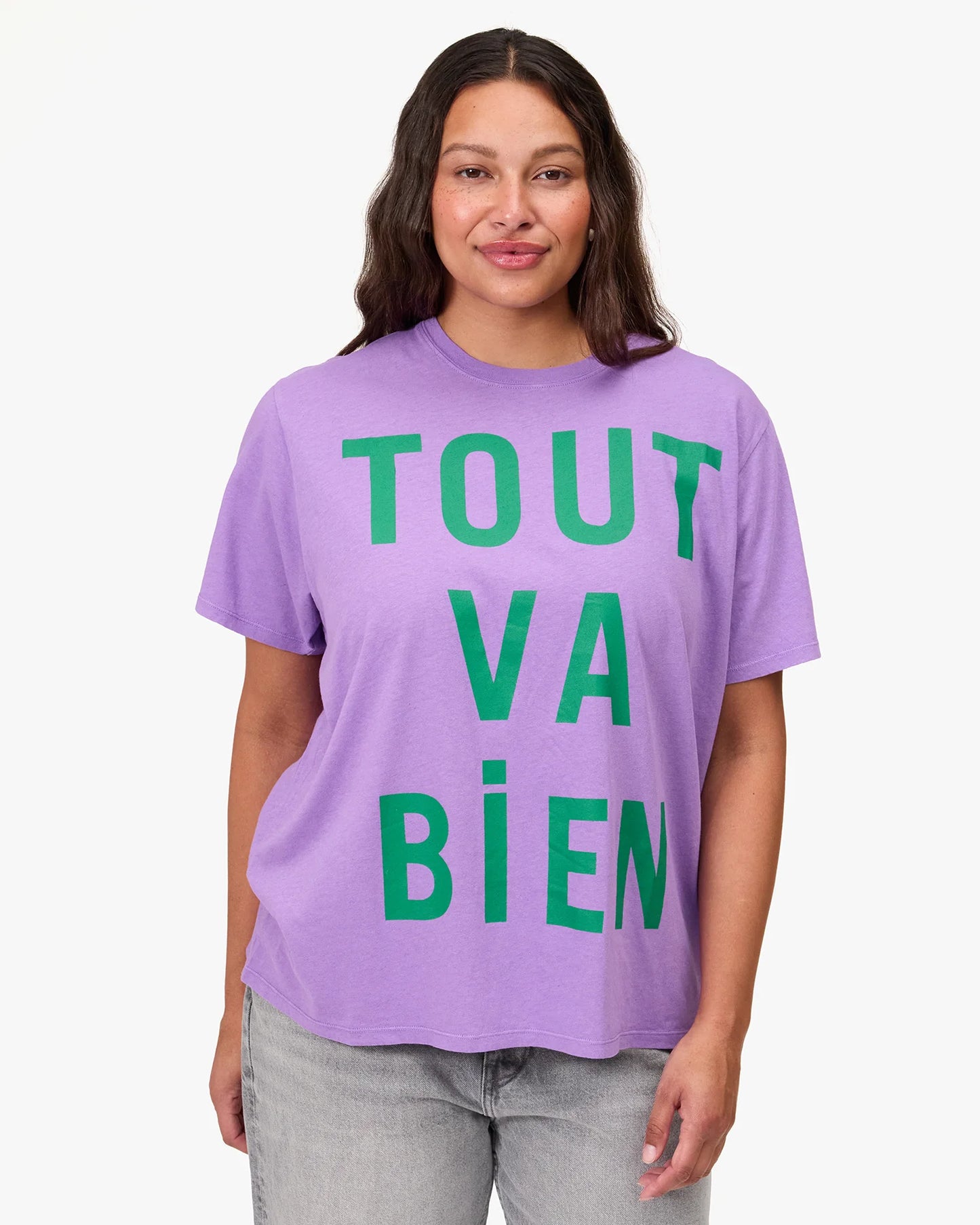 Clare V. - Original Tee - Faded Wild Purple w/ Green Tout Va Bien